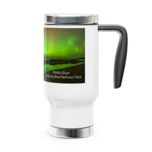 Aurora Borealis Stainless Steel Travel Mug | Adventure Ready | Perfect for Gifts | 14oz Coffee Cup | Camping, Road Trips, On-the-Go
