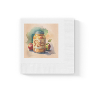 Rebel Apple Mason Jar Cocktail Napkins — Vintage Watercolor Party Napkins