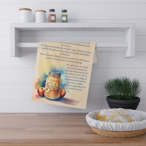 Apple Pie Filling Recipe Tea Towel — Vintage Mason Jar Kitchen Towel