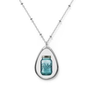 Oval Necklace — Mason Jar 'Rebel' Teardrop Pendant