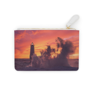 Lighthouse Mini Clutch — Coastal Sunset & Seascape Wristlet