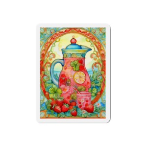 Strawberry Lemonade Pitcher Die-Cut Magnet — Colorful Kitchen Art Magnet