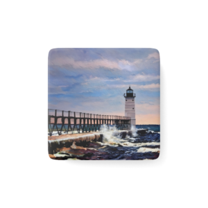 Lighthouse Square Porcelain Magnet - Scenic Coastal Decor for Home and Gifts