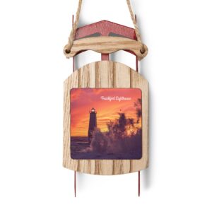 Frankfort Lighthouse Wave Sled Ornaments