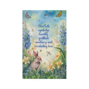 Bluebells & Bunny Microfiber Tea Towel — "Bluebells symbolize humility, gratitude, constancy and everlasting love"