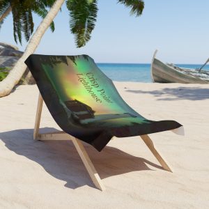 Beach Towel - Crisp Point Lighthouse with September Auroras Design