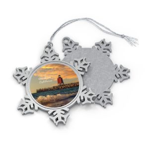 Charleviox Lighthouse Pewter Snowflake Ornament
