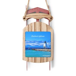 Vintage Charlevoix Lighthouse Sled Ornaments