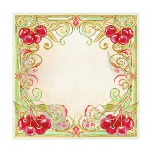 Cherry Blossom Art Nouveau Tablecloth — Vintage Floral Square Table Cover