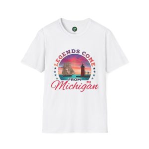 South Haven Lighthouse and Tall ship-Legends Come From Michigan T-Shirt