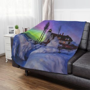 Point Betsie Lighthouse Minky Blanket — Northern Lights Cozy Throw
