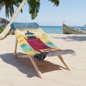 Beach Towel - Charlevoix Lighthouse Summer Fun Design