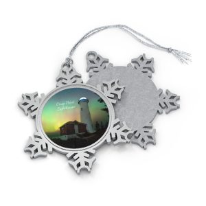 Pewter Snowflake Ornament — Carved Lighthouse Holiday Keepsake