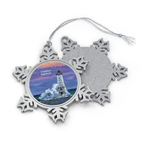 Frankfort Lighthouse-Pewter Snowflake Ornament - Holiday Decor