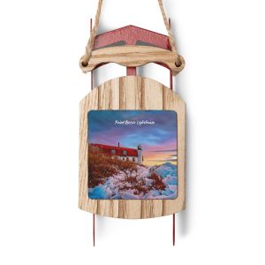Point Betsie Sunset Vintage Sled Ornament | Winter Decor for Christmas & Holidays
