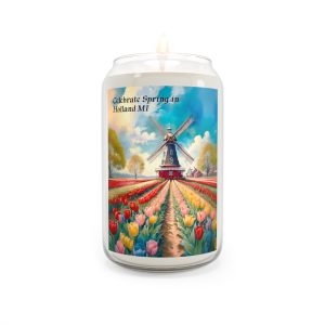 Soy Candle—’Celebrate Spring in Holland MI’ Tulip Field & Windmill Scented Candle (13.75 oz)