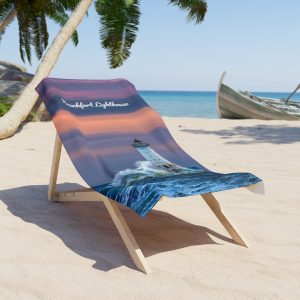 Beach Towel - Frankfort Lighthouse Circle Waves Design