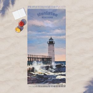 Stormy Manistee Beach Towel
