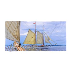 Beach Towel - 'Chase Is On' Nautical Tall Ships Design