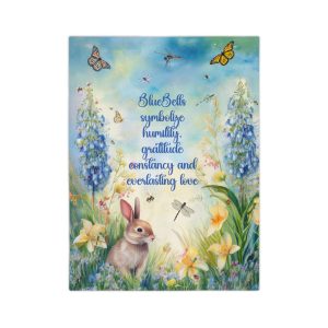 Spring Bluebells Bunny Blanket — "Bluebells symbolize humility, gratitude, constancy and everlasting love" Microfiber Throw