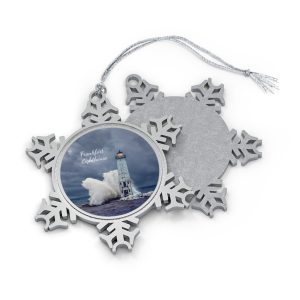 Stormy Frankfort Lighthouse Pewter Snowflake Ornaments