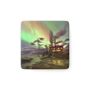 Aurora Borealis Porcelain Magnet - Square Scenic Refrigerator Decor