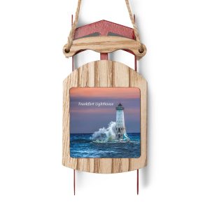 Frankfort Circular Wave Sled Ornament – Coastal Lighthouse Design for Holiday Décor