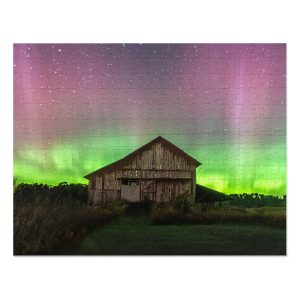 Rustic Barn with Aurora, Jigsaw Puzzle