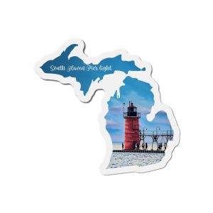 Michigan Lighthouse Die-Cut Magnet - South Haven Pier Light
